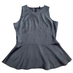 Eileen Fisher 100% Silk Peplum Sleeveless Top Size S Gray *Flawed